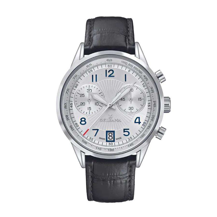 Đồng Hồ Nam Delbana Retro Chronograph 42mm Watch 41601.672.6.064 Màu Đen Phối Bạc