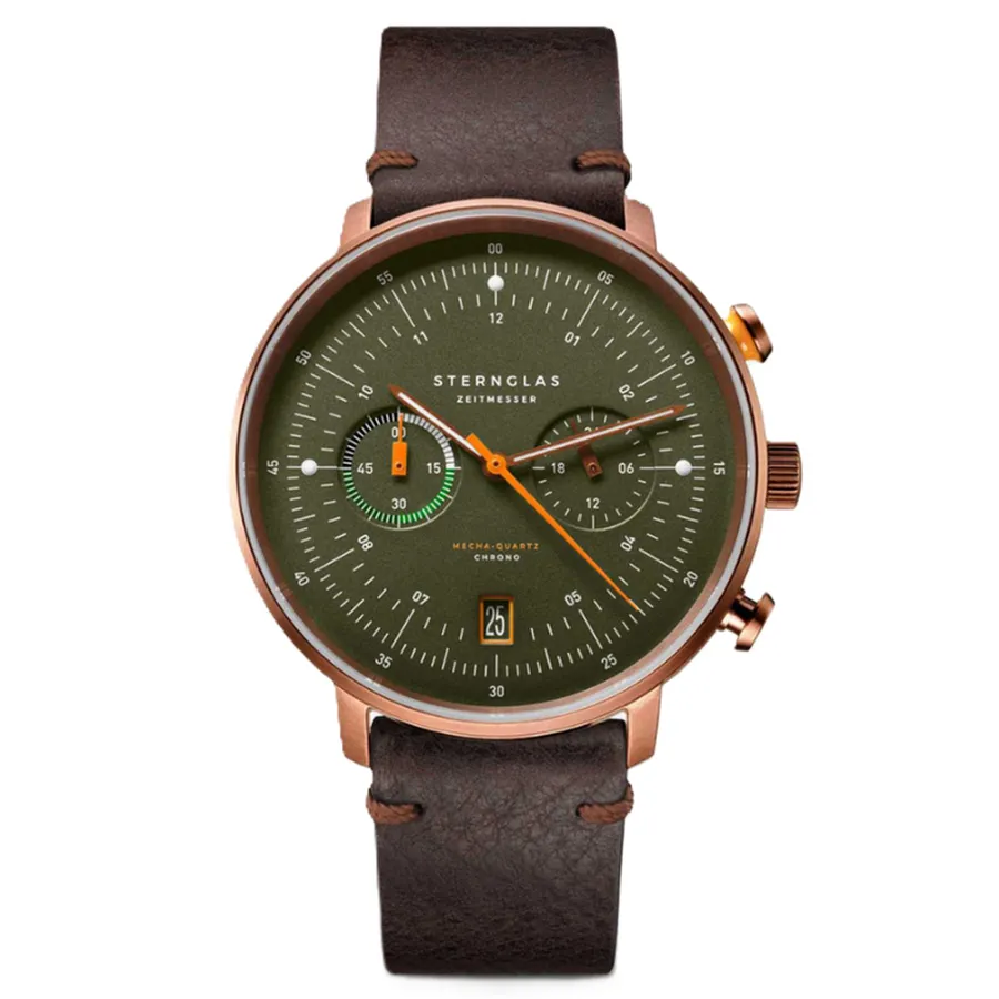 Đồng Hồ Nam Sternglas Hamburg Chrono Dark Green S01-HC35-VI17 42mm Màu Nâu Xanh
