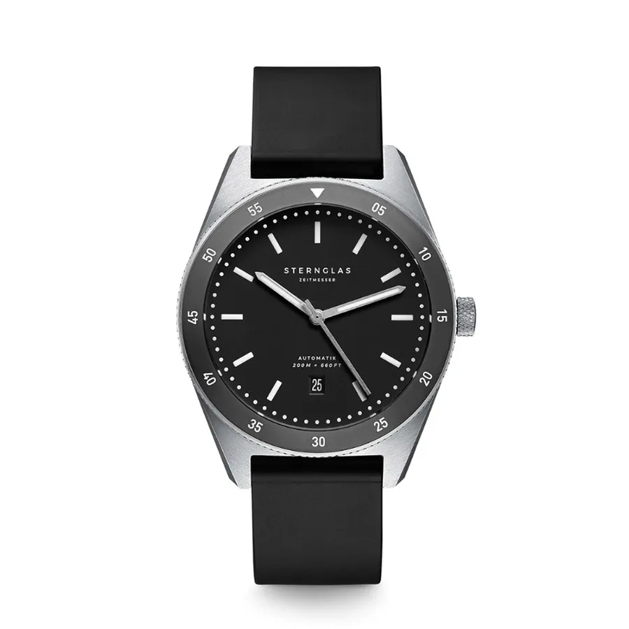 Đồng Hồ Nam Sternglas Marus Black Rubber S02-MA03-KA01 - 42mm Màu Đen Bạc