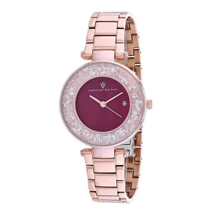 Đồng Hồ Nữ Christian Van Sant Dazzle Quartz Stainless Steel Strap CV1215 Màu Vàng Hồng