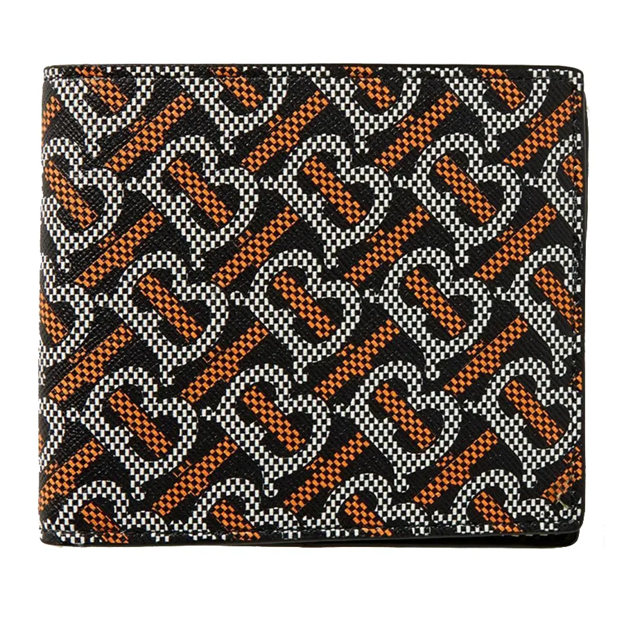 Ví Nam Burberry Logo Print Coated Cotton/ Canvas And Leather Bifold Wallet Màu Đen Họa Tiết N-HM