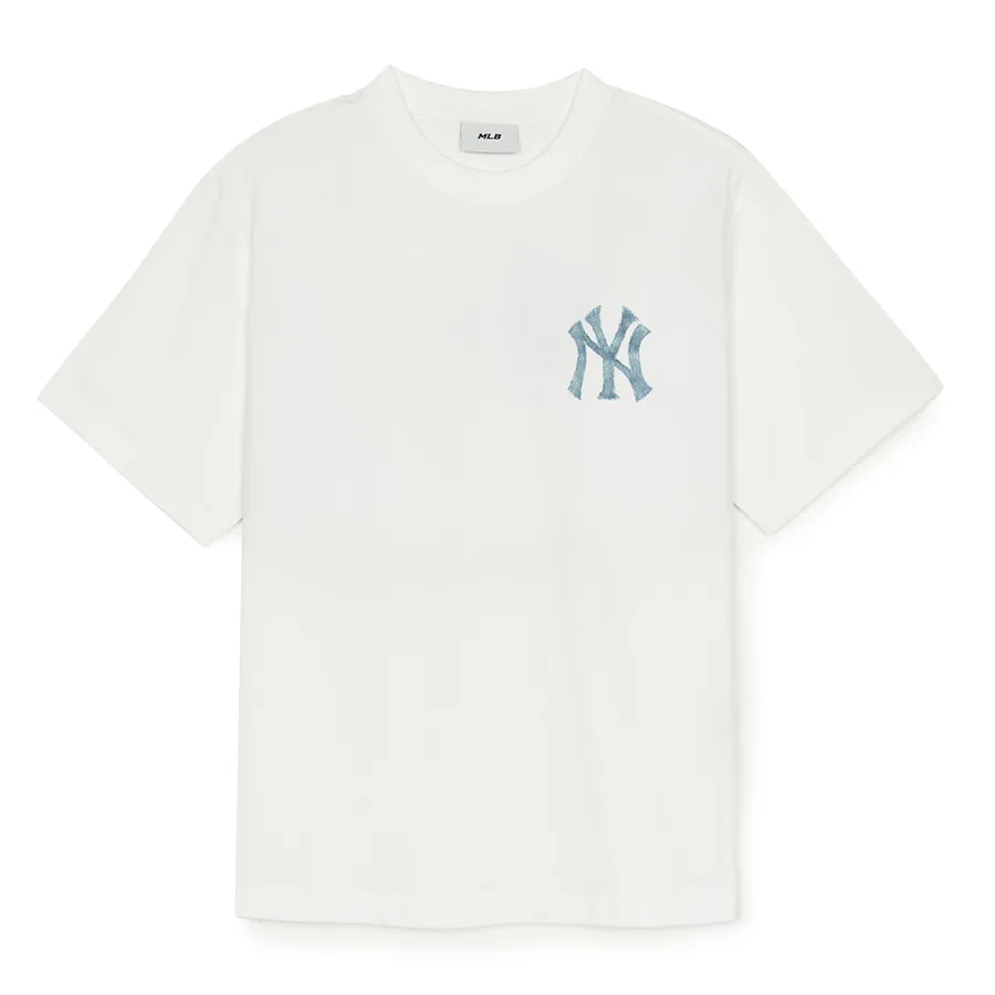 Áo Phông MLB Denimlike Monogram Big Lux Over Fit Tshirt New York Yankees 3ATSM0953-50IVS Màu Ivory Size M