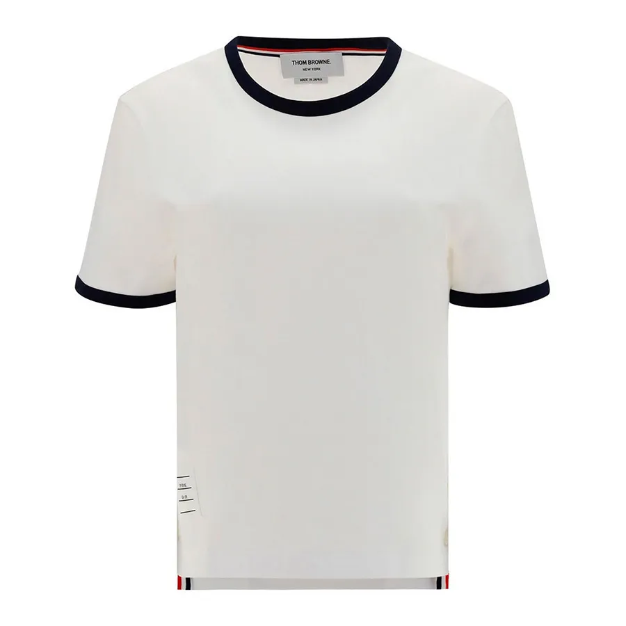 Áo Phông Nữ Thom Browne Cotton T-Shirt FJS075A00042100 Màu Trắng Size 36