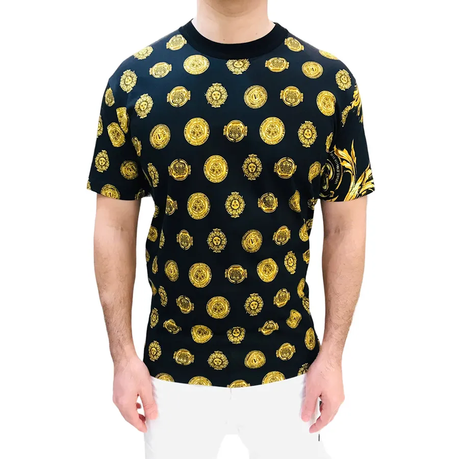 Áo Phông Nam Versace Jeans Couture 72GAH6R1 TShirt Màu Vàng Đen Size XS N-DG