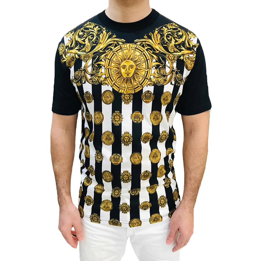 Áo Phông Nam Versace Jeans Couture 72GAH6RC TShirt Màu Vàng Đen Size M N-DG