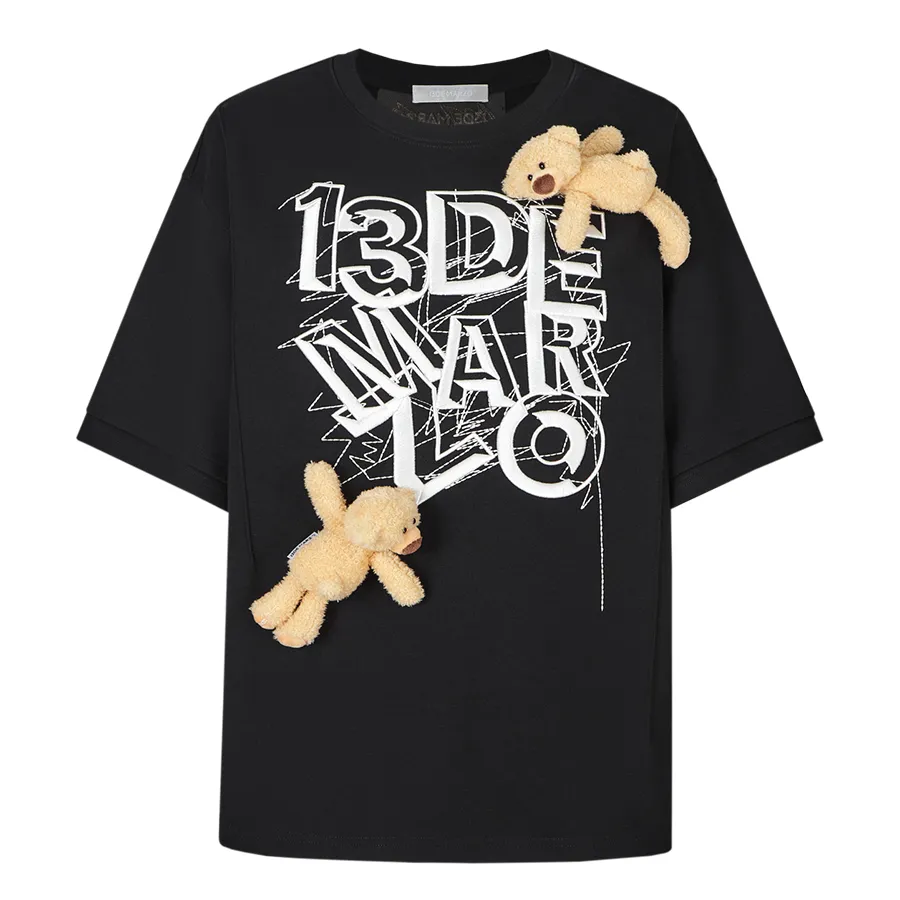 Áo Phông Nữ 13 De Marzo Maze Suture Logo T-Shirt Black Màu Đen Size S
