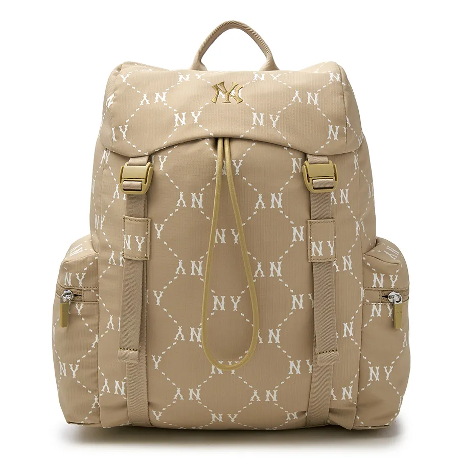 ★MLB Korea★ Diamond Monogram Sportive Backpack NY DBeige 3 Balo MLB Diamond Monogram Sportive Backpack New York Yankees