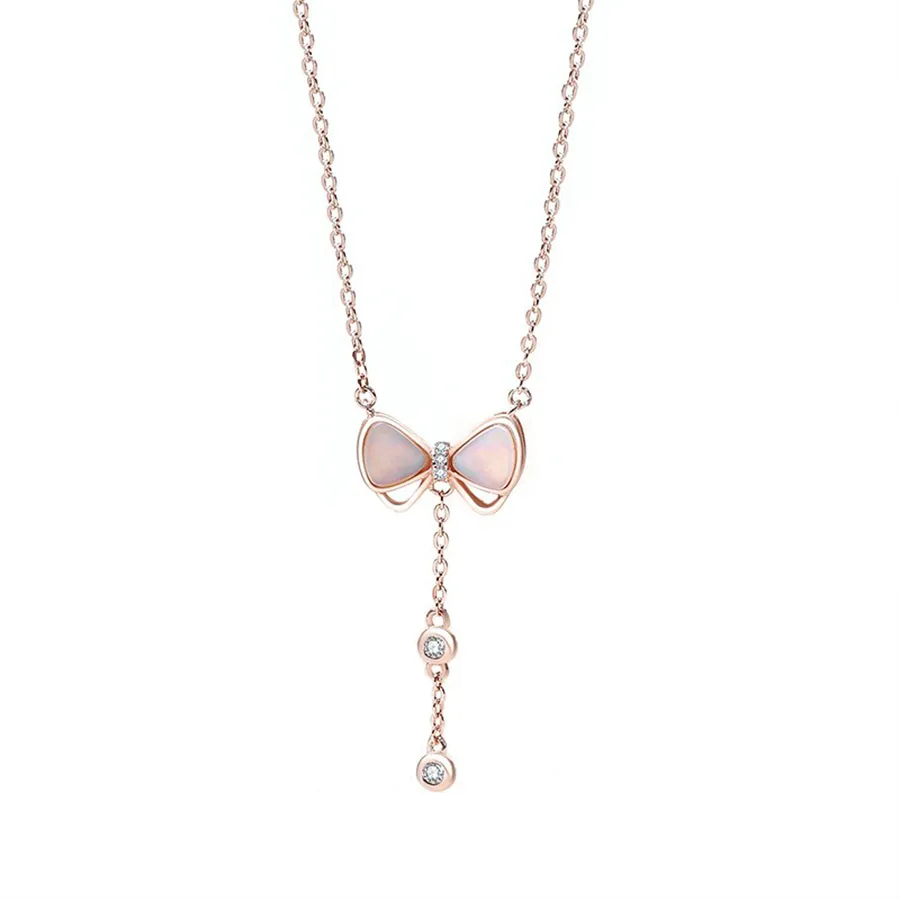 Dây Chuyền Nữ Lili Jewelry Nơ Raelyn LILI_093666 Màu Vàng Hồng