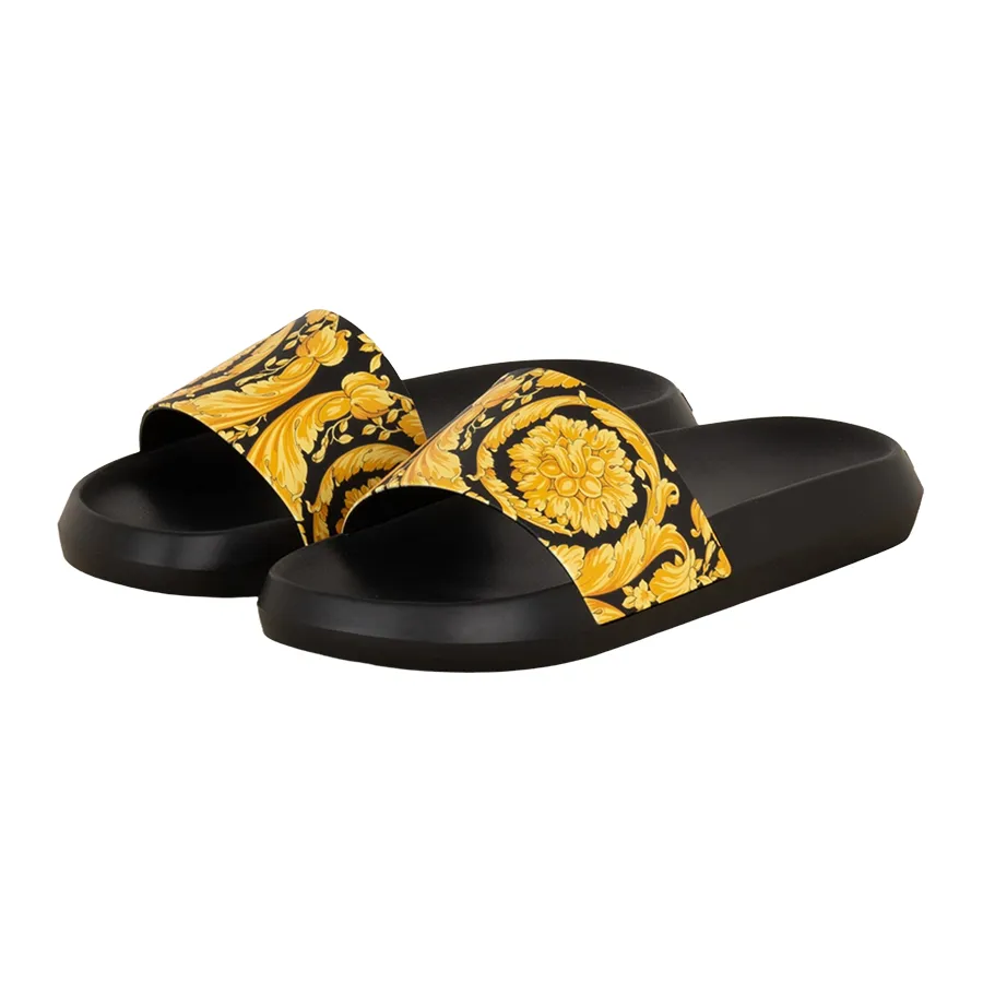 Dép Nam Versace Barocco Slides In Black Dark Yellow 1008733 Màu Đen Vàng Size 39 N-DG