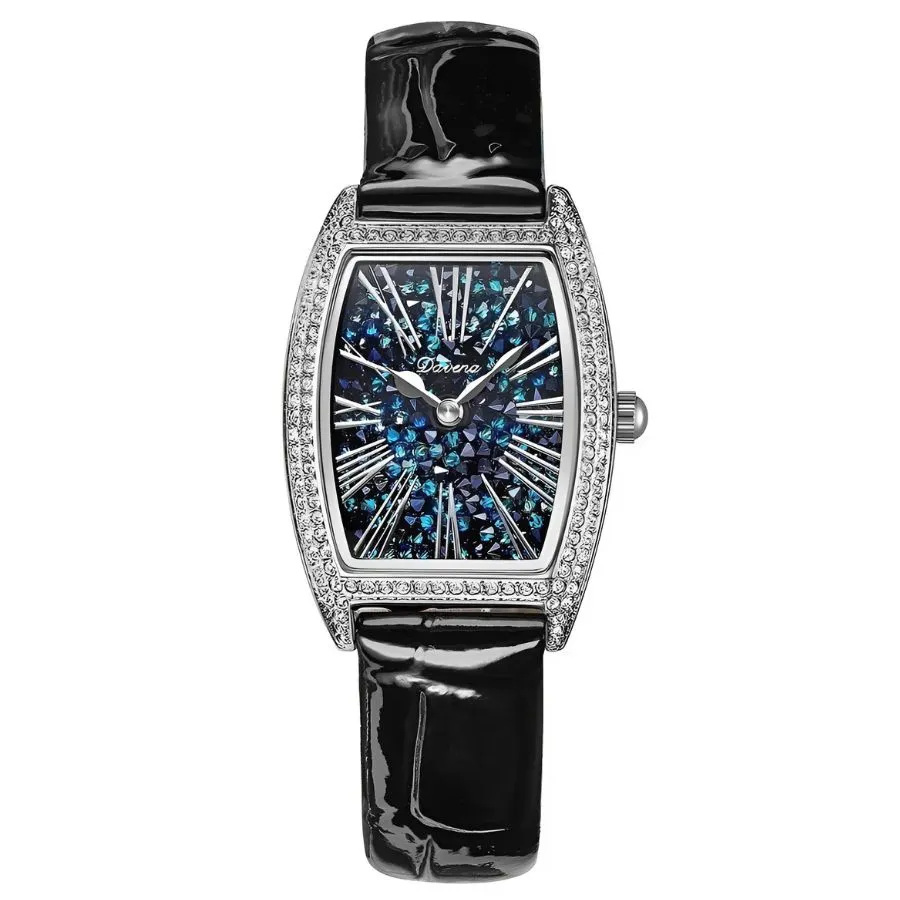Đồng Hồ Nữ Davena Crystal D31630 Màu Đen - Bạc