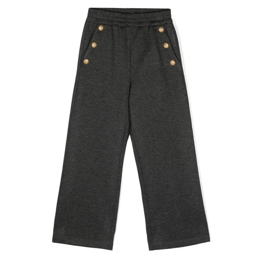Quần Dài Balmain Engraved Buttons Straight Leg Trousers BV6S90J0444 930GR Màu Xám Đen Size 13