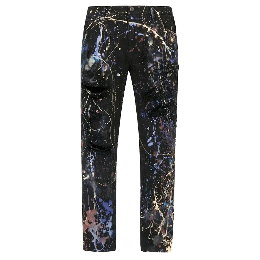 Quần Jean Nam Dolce & Gabbana D&G Color Splash Loose GWT1AZ Màu Đen Họa Tiết Size 48 N-DG