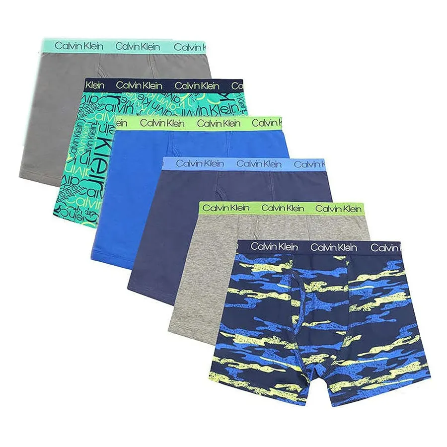 Set 6 Chiếc Quần Lót Cho Bé Trai Calvin Klein CK Boys 6 Pack Boxer Briefs Phối Màu Size L N-OS