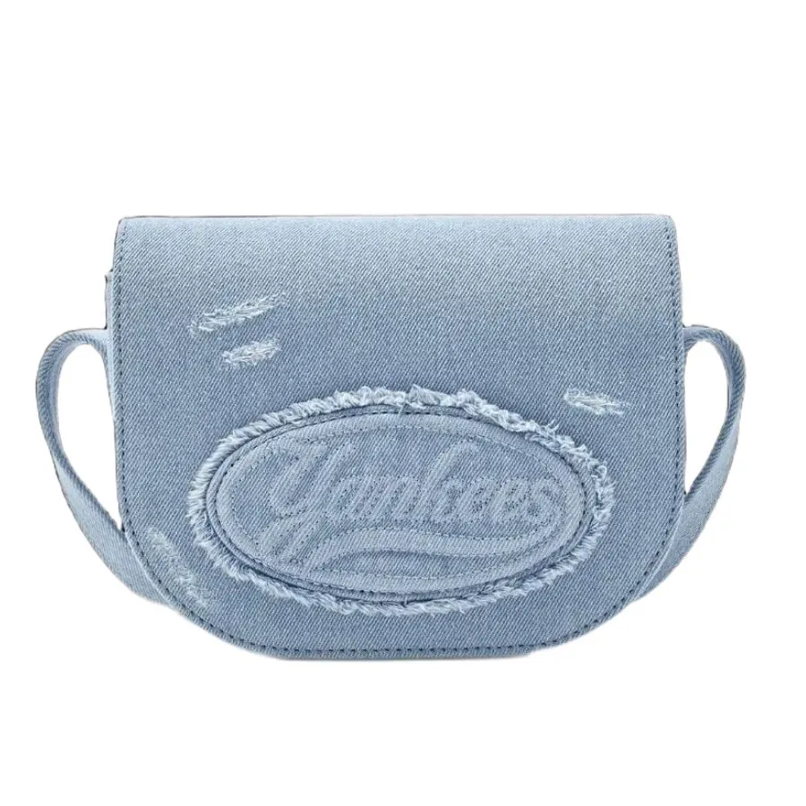Túi Đeo Chéo MLB Lettering Vintage Denim Crossbody Bag New York Yankees 3ACRVD15N-50BLL Màu Xanh Blue