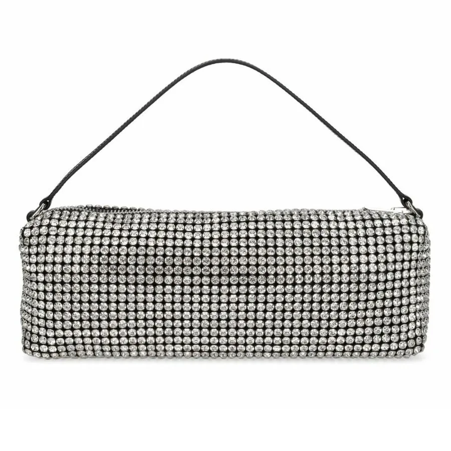 Túi Đeo Vai Nữ Alexander Wang Heiress Flex Crystal Mesh Shoulder Bag Màu Bạc N-QL