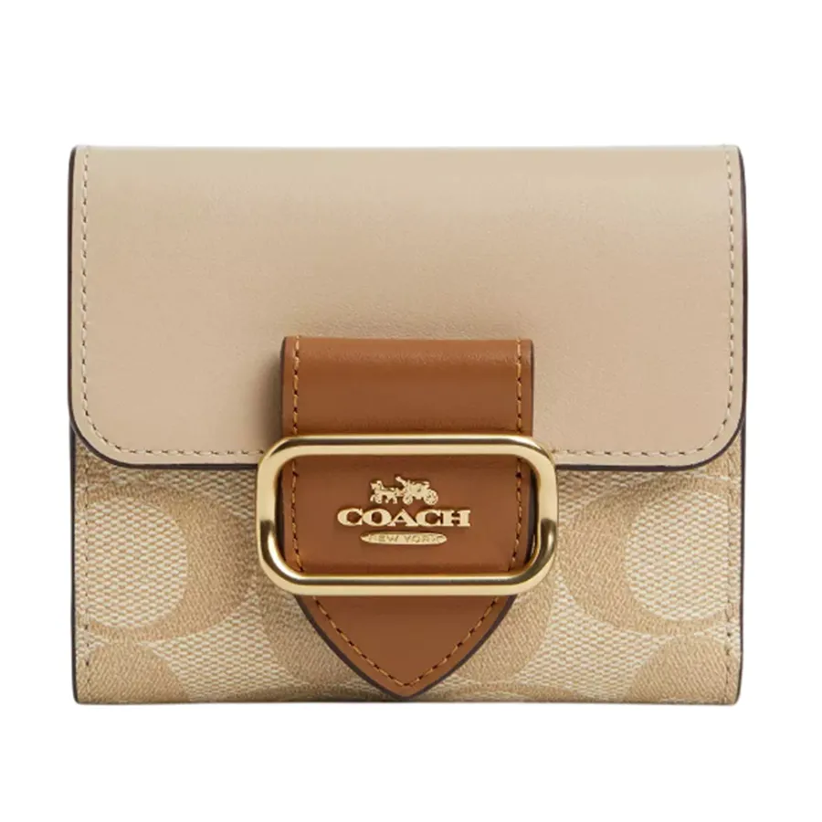 Ví Nữ Coach Small Morgan Wallet In Blocked Signature Canvas CT616 Màu Khaki T-NA