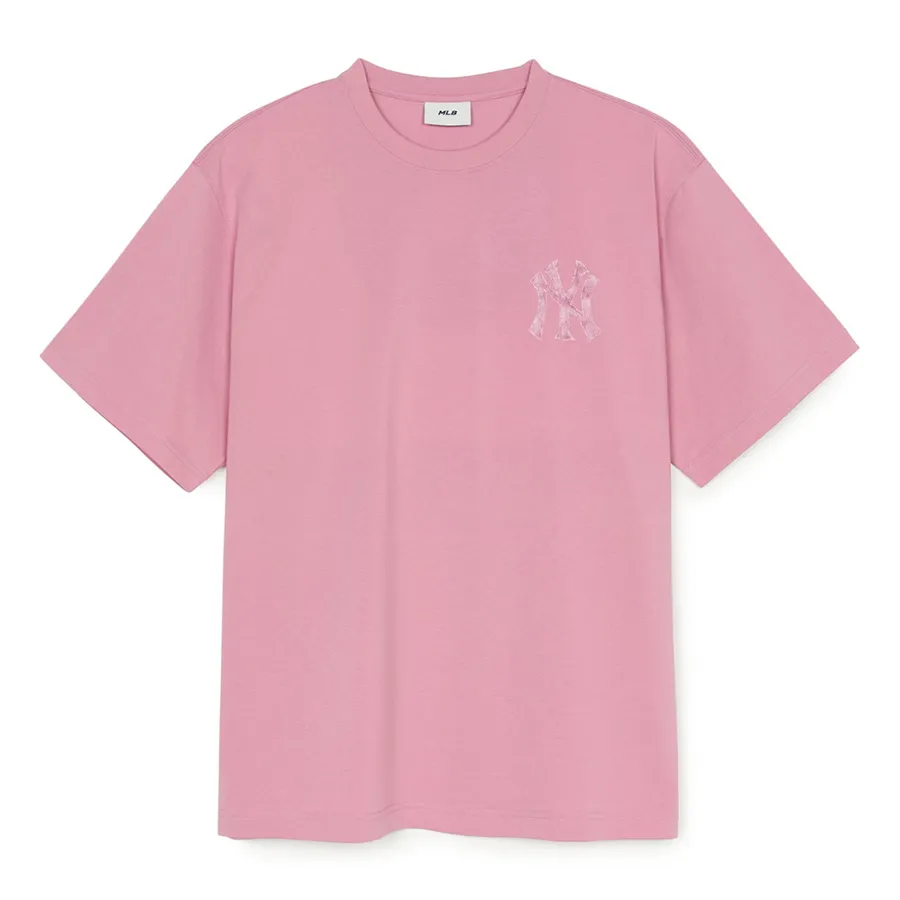 Áo Phông MLB Denimlike Monogram Big Lux Over Fit Tshirt New York Yankees 3ATSM0953-50PKP Màu Hồng Size S