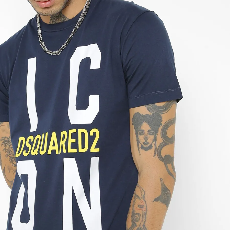 Áo Phông Nam Dsquared2 Icon Cool Cotton Slim Fit Tshirt Màu Xanh
