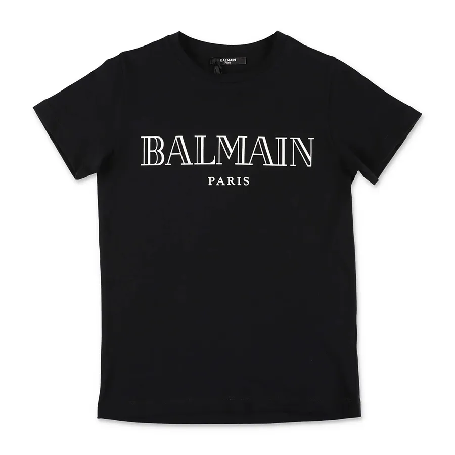 Áo Phông Trẻ Em Balmain Logo Tshirt BW8P21 Z0116 930BC Màu Đen Size 13