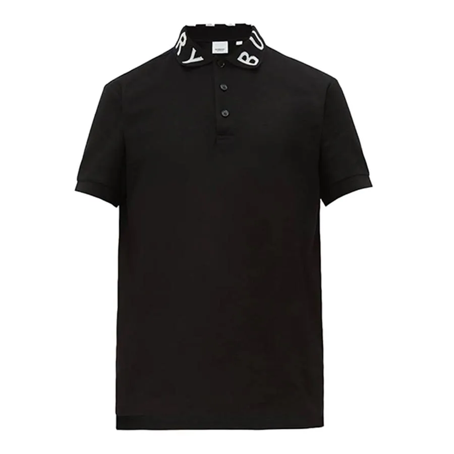 Áo Polo Nam Burberry Logo Intarsia Cotton Piqué Shirt Màu Đen Size XS D-DA