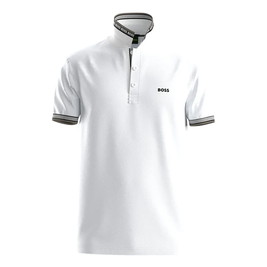 Áo Polo Nam Hugo Boss Cotton Polo Shirt 50469055 110 Màu Trắng Phối Xám Nhạt Size S