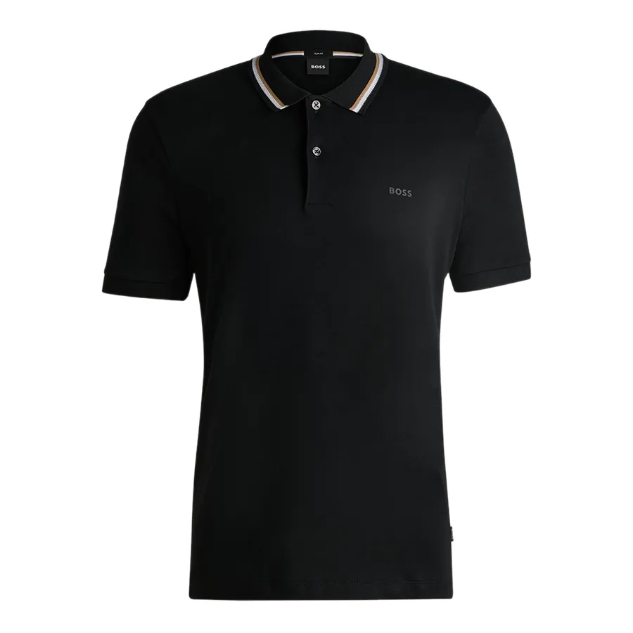 Áo Polo Nam Hugo Boss With Striped Collar 50469360 001 Màu Đen Size S