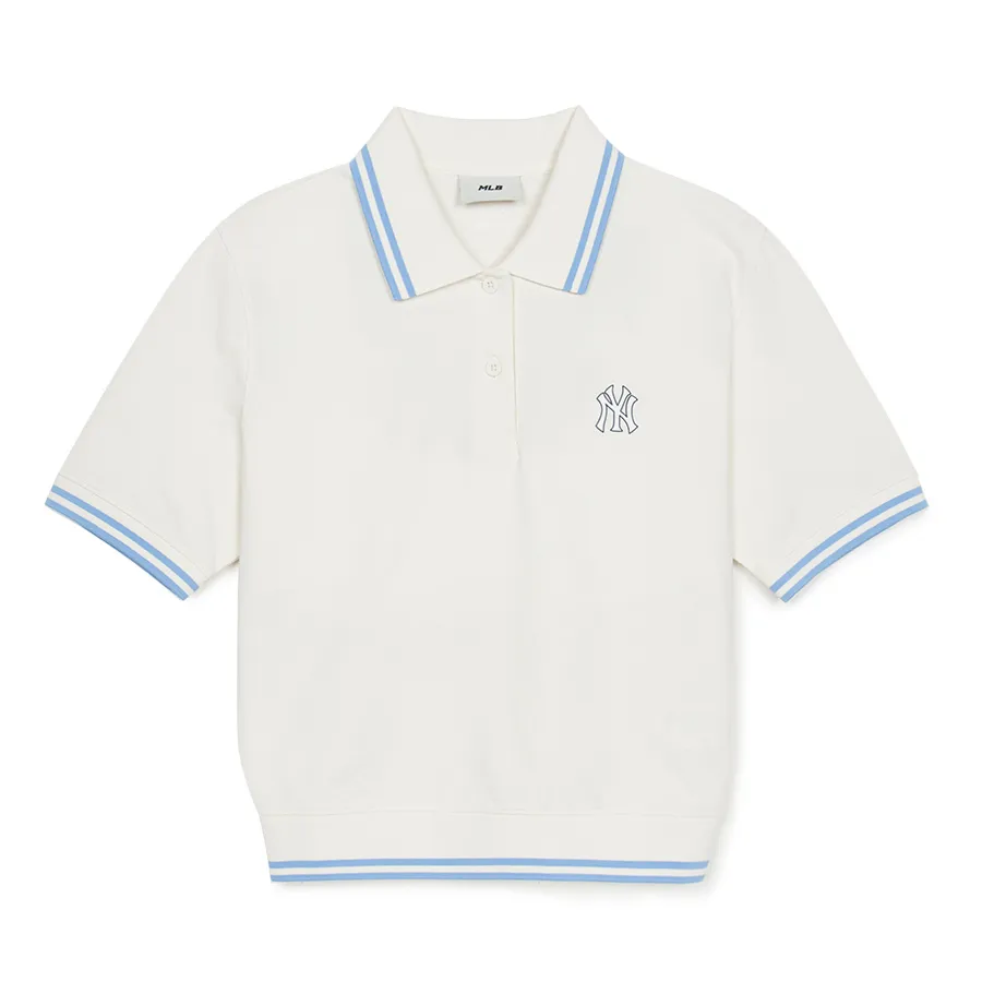 Áo Polo Nữ MLB Basic Crop Polo New York Yankees 3FPQB0253-50IVS Màu Trắng Kem Size XS