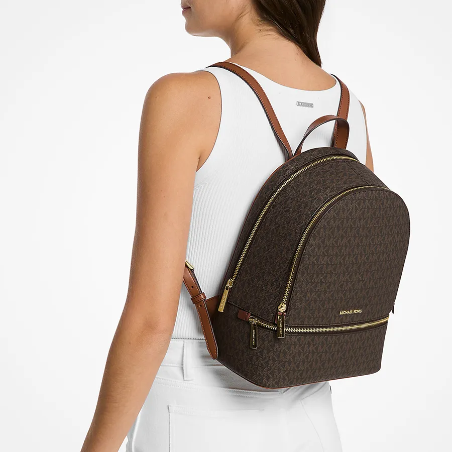 Balo Nữ Michael Kors MK Rhea Medium Signature Logo Backpack 35S5GRAB2B Màu  Nâu