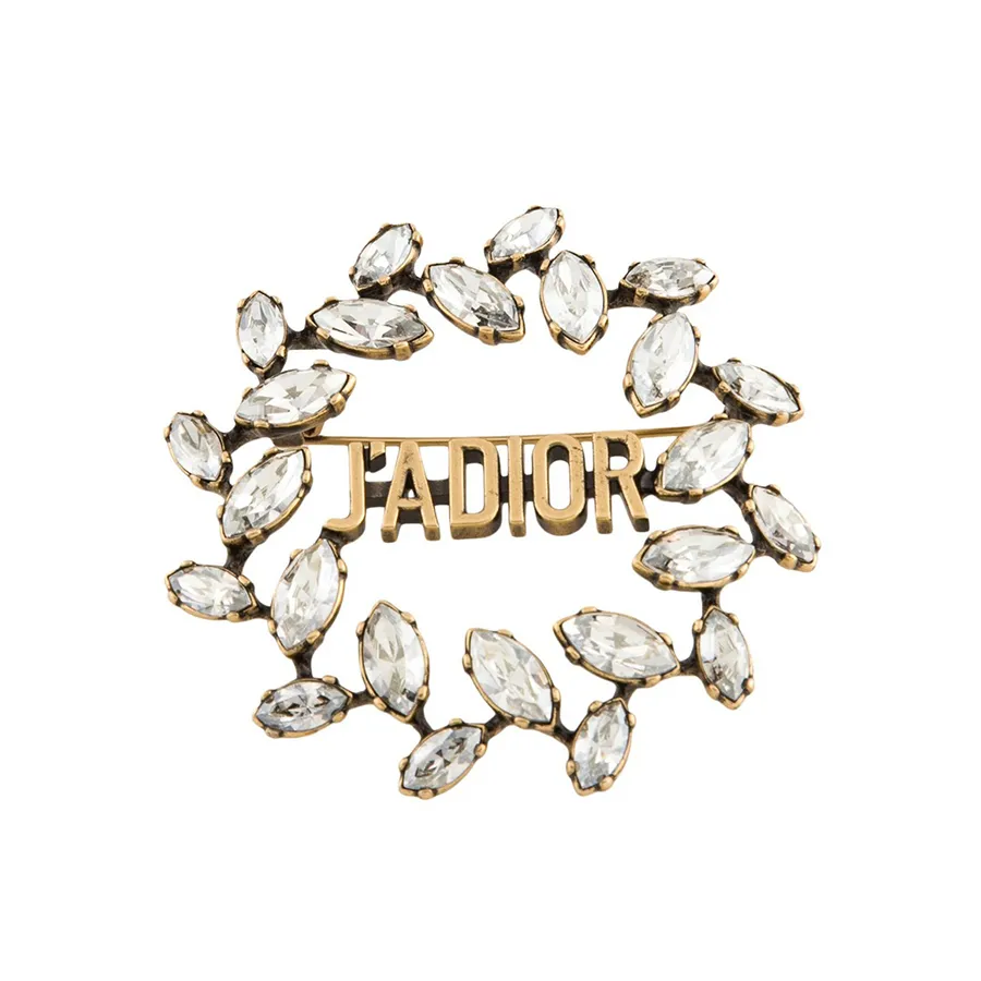 Cài Áo Nữ Dior J'Adior Laurel Brooch Gold-Finish Metal And Silver Crystals Gold Màu Vàng N-HM