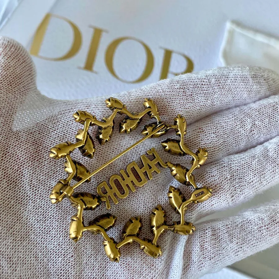 Cài Áo Nữ Dior J'Adior Laurel Brooch Gold-Finish Metal And Silver