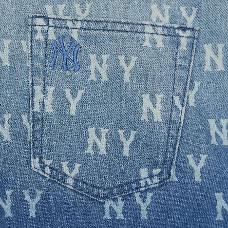 MLB■Gradation Printed Denim Skirt★送料込 Chân Váy MLB Monogram Jacquard Denim Skirt New York Yankees