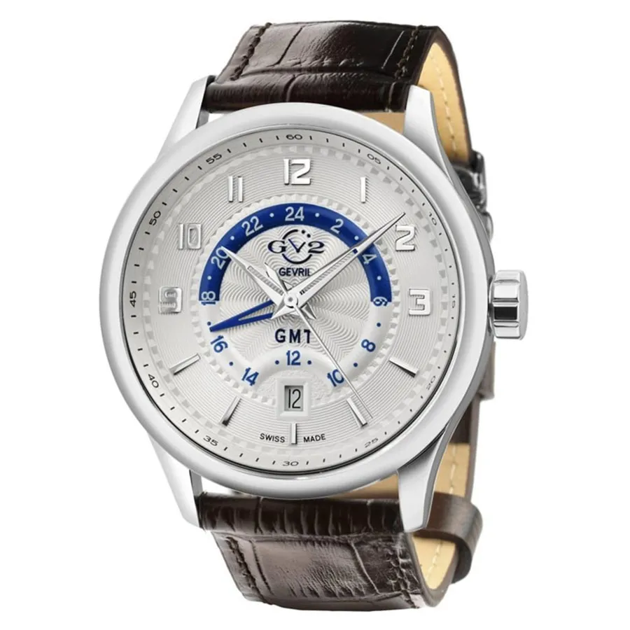 Đồng Hồ Nam Gv2&nbsp;By Gevril Giromondo Quartz Silver Dial Watch 42301 Màu Trắng Nâu