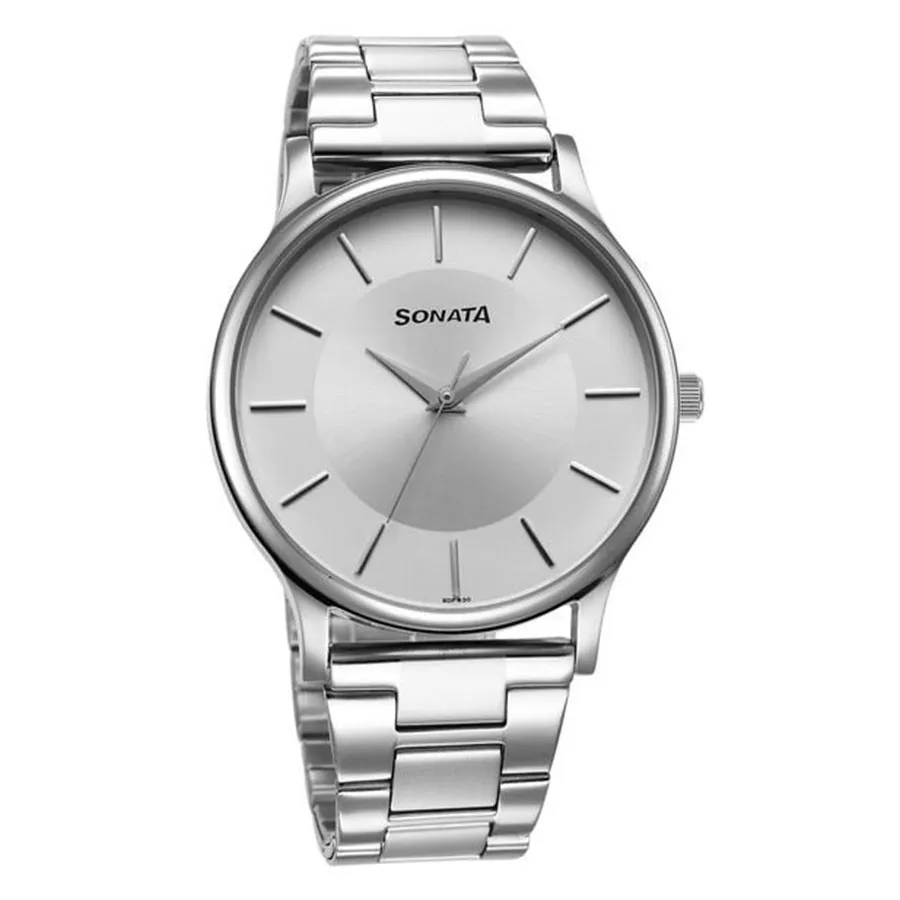 Đồng Hồ Nam Sonata Aspire Quartz Analog Silver Dial Stainless
