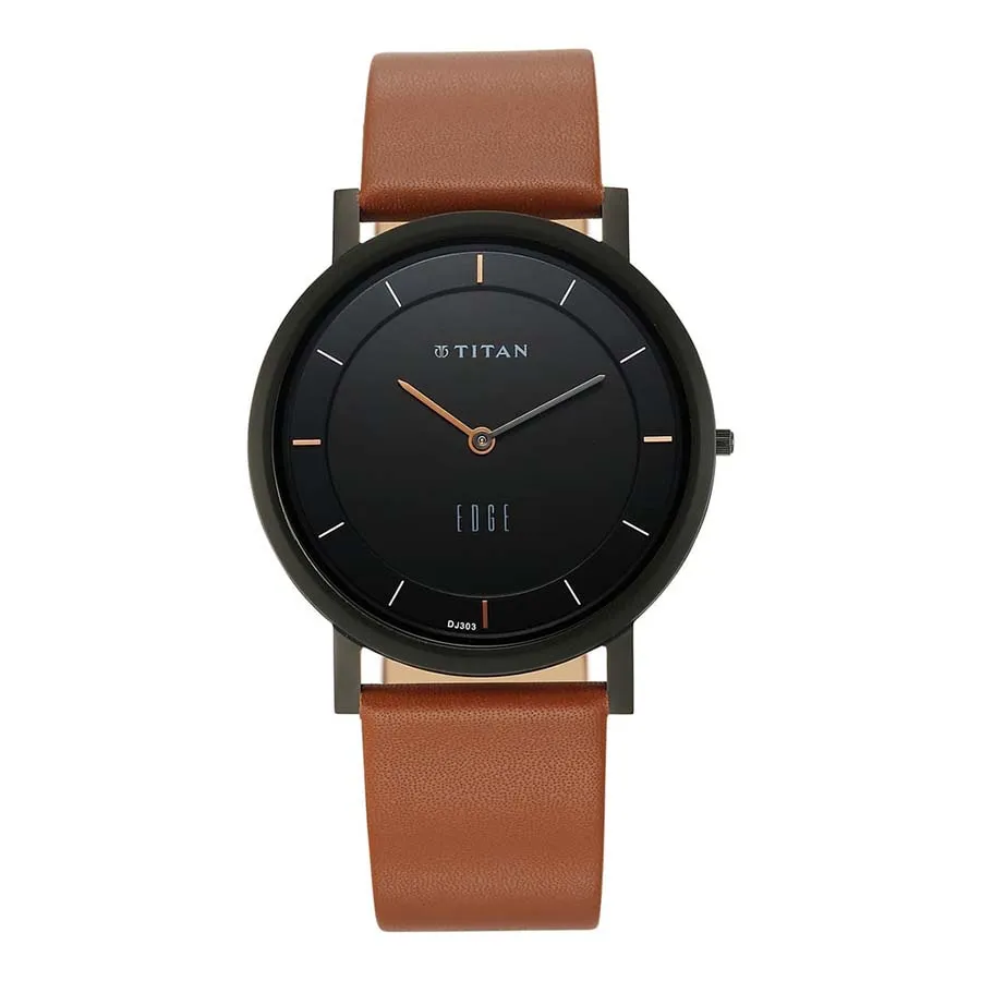 Đồng Hồ Nam Titan Edge Leather Strap Watch 1595NL03 Màu Nâu/Đen