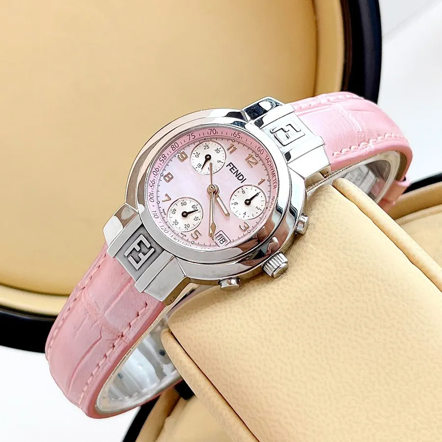 Đồng Hồ Nữ Fendi Zucca Chronograph Mother Of Pearl Pink Dial  display picture 3