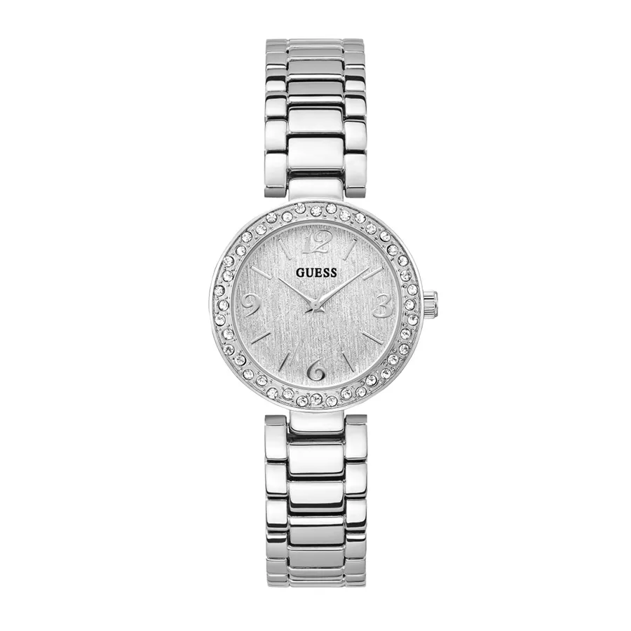 Đồng Hồ Nữ Guess Rhinestone Silver-Tone Analog Watch Màu Bạc