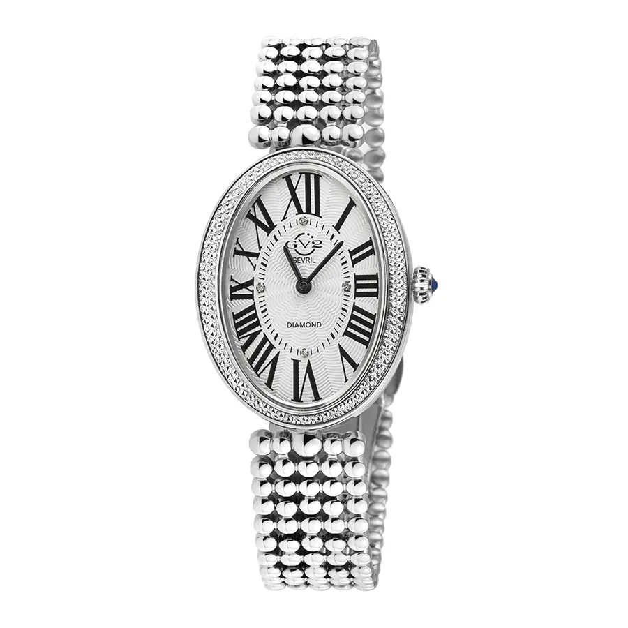 Đồng Hồ Nữ GV2 By Gevril Piazza Navona Swiss Quartz Diamond Watch 14800B Màu Bạc