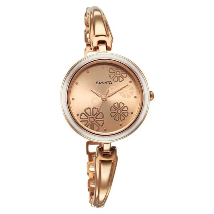 Đồng Hồ Nữ Sonata Utsav Rose Gold Dial Watch 8166WM03 Màu Vàng Hồng