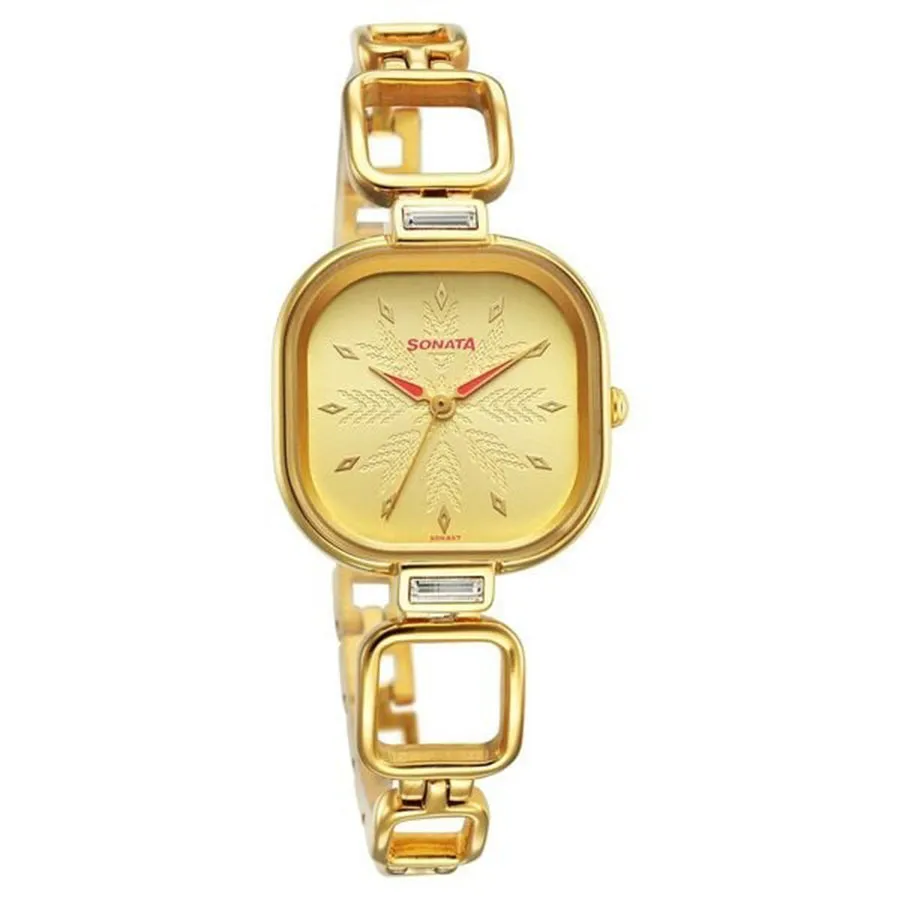 Đồng Hồ Nữ Sonata Wedding Quartz Analog Champagne Dial Metal Strap Watch 8186YM01 Màu Vàng