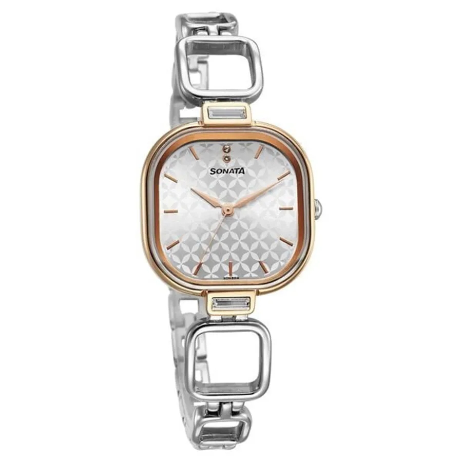 Đồng Hồ Nữ Sonata Wedding Quartz Analog Silver Dial Metal Strap Watch 8186KM02 Màu Bạc