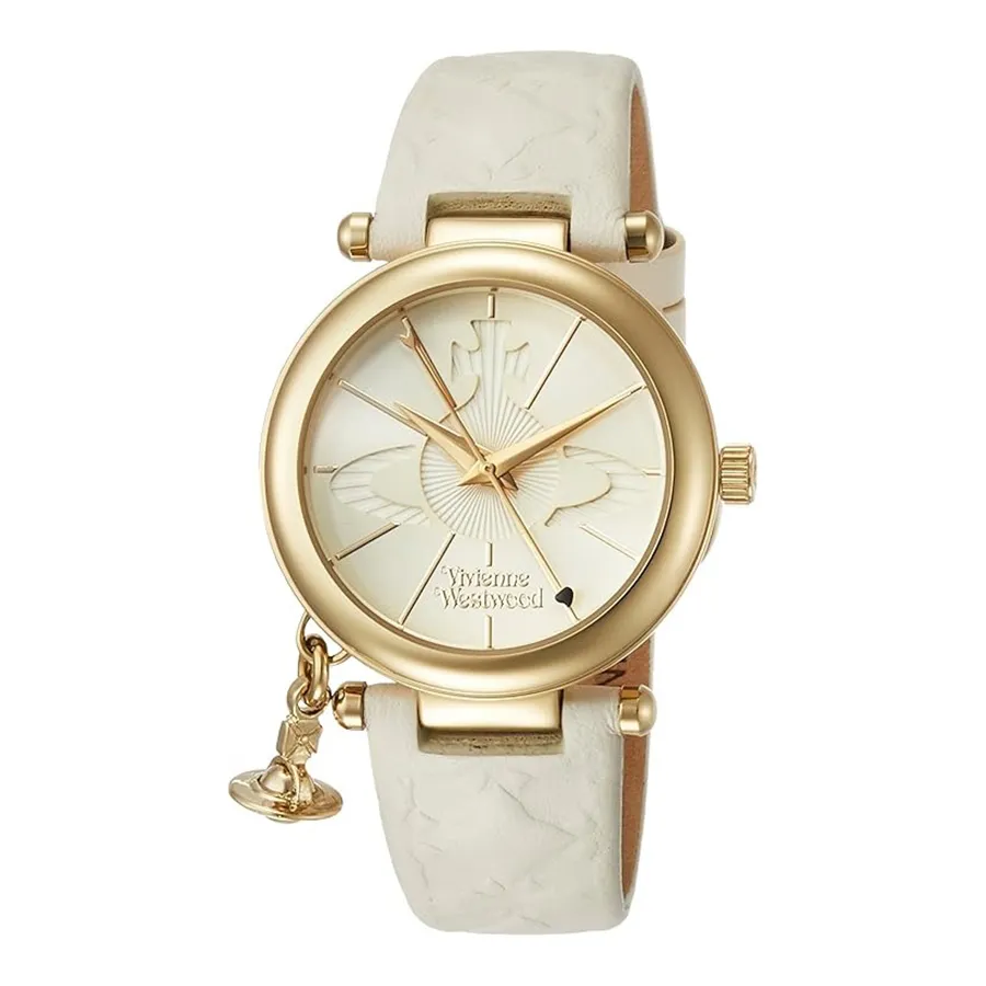 Đồng Hồ Nữ Vivienne Westwood Orb Gold White Leather Quartz VV006WHWH Màu Trắng Vàng