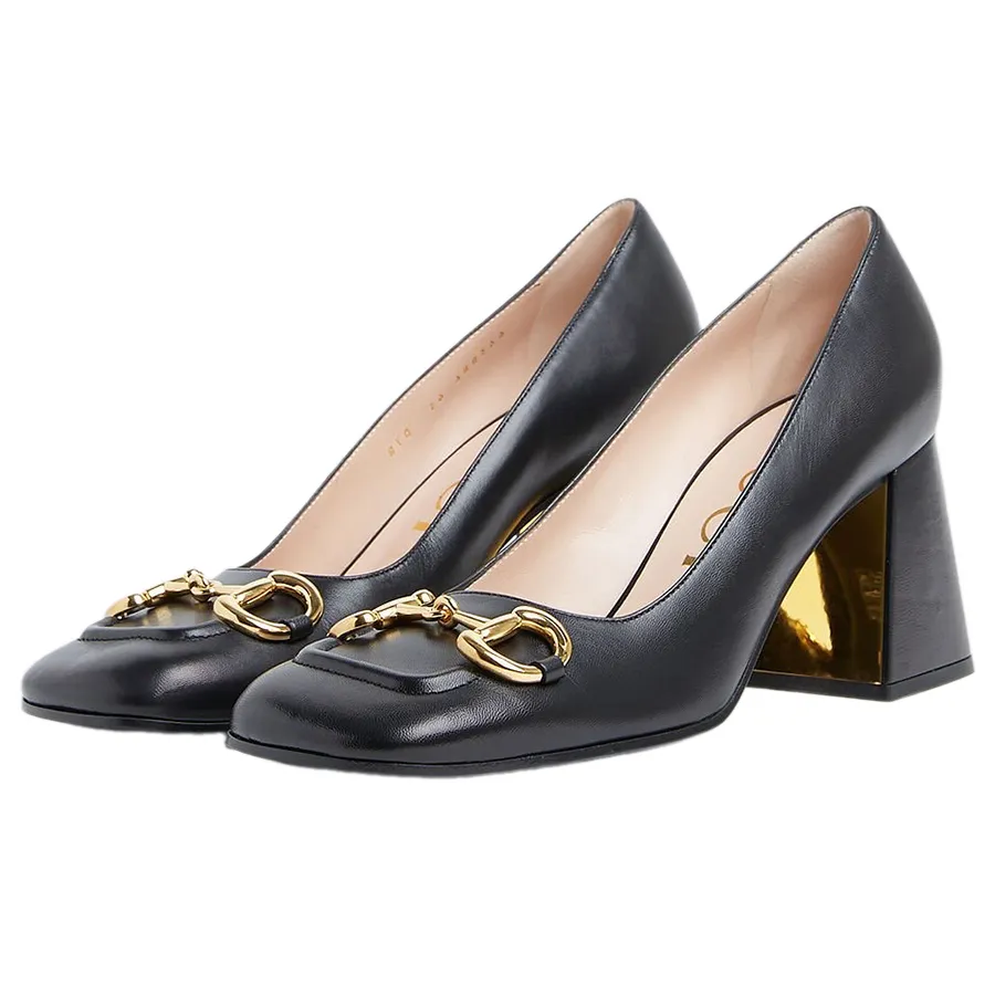 Giày Cao Gót Nữ Gucci Mid-Heel Pump With Horsebit In Black 643886-C9D00-1000 Màu Đen Size 35 D-HY