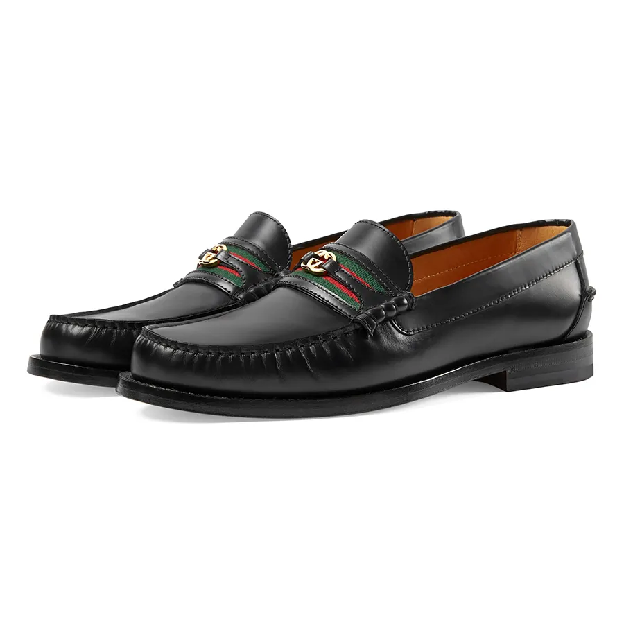 Giày Lười Nam Gucci Double G Leather 64472417X101060 Màu Đen Size 40 D-HY