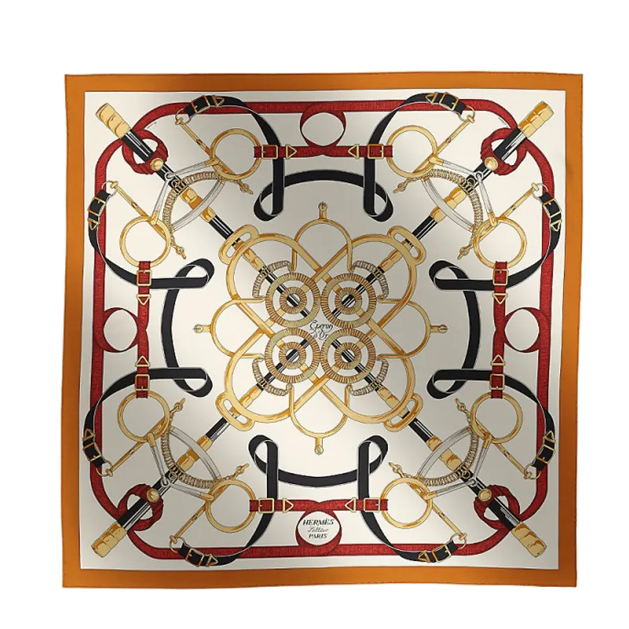 Khăn Lụa Nữ Hermès Eperon D'Or Forever Scarf 90 Màu Kem N-LV