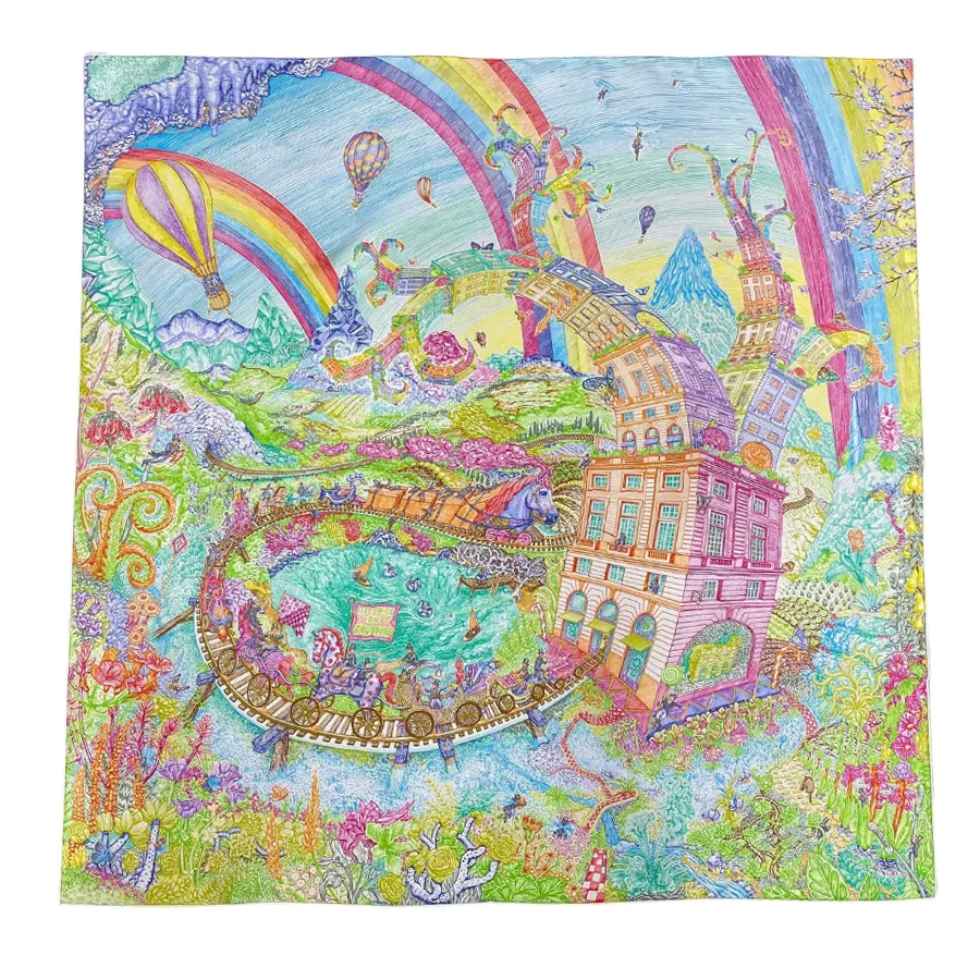Khăn Lụa Nữ Hermès Scarf 90 Phối Màu N-HM