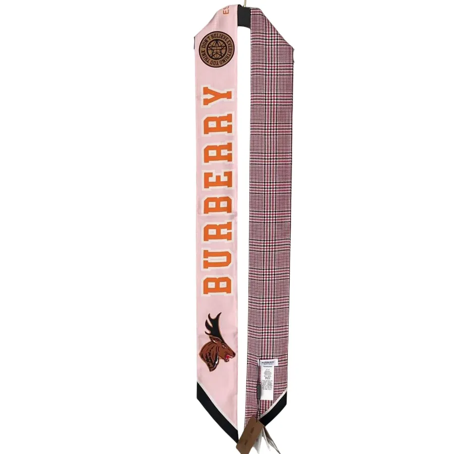 Khăn Nữ Burberry Silk Square Turban 80375241 Màu Hồng Kẻ D-HH