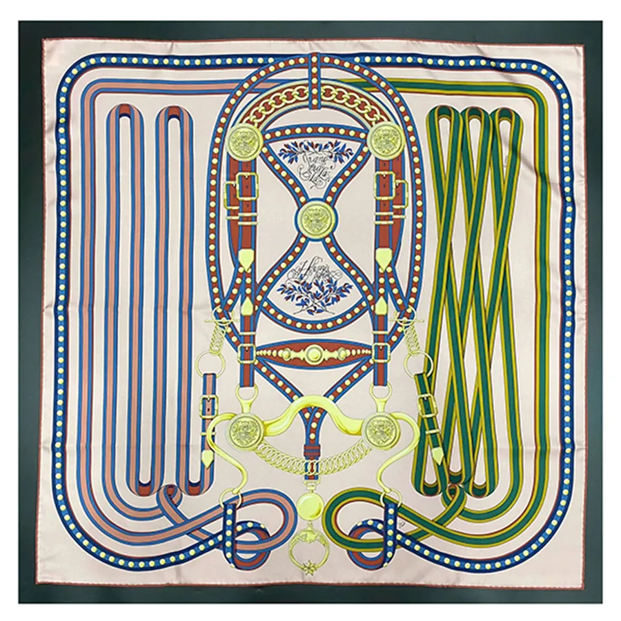 Khăn Nữ Hermès 90 Scarf Grand Tralala Women's Silk Màu Xanh Lá N-HM