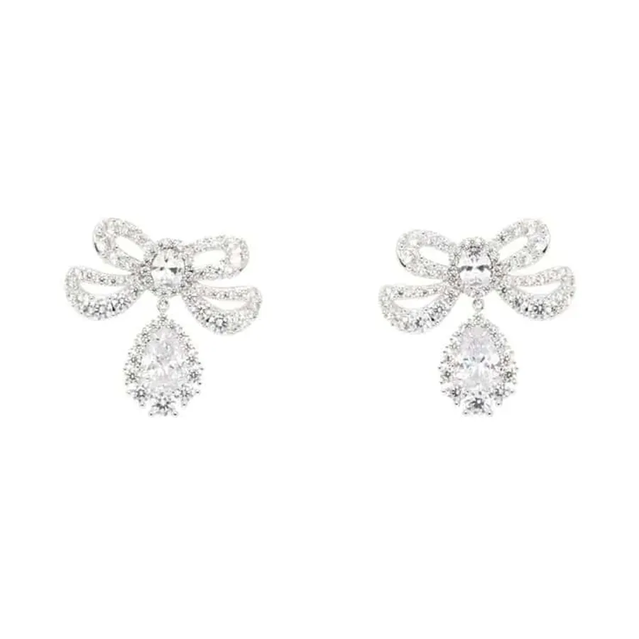 Khuyên Tai Nữ Shushu/Tong Yvmin Edition Lissome Gem Bowknot Earrings Màu Bạc