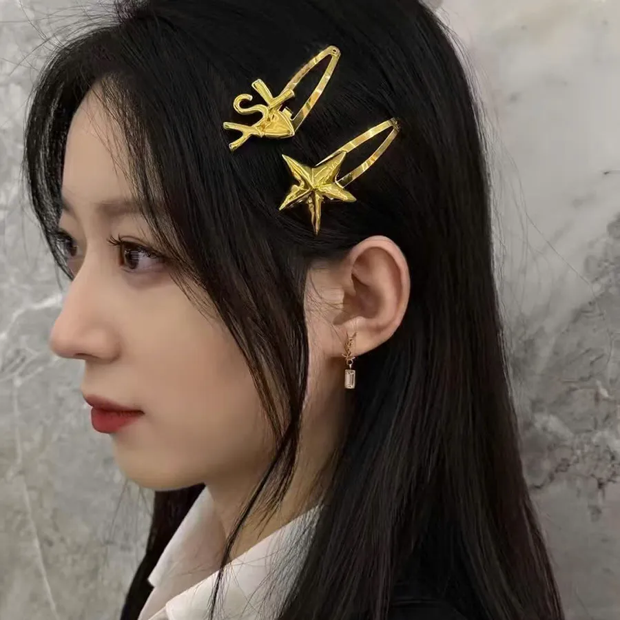 SAINT LAURENT YSL logo star hair clip set Set Kẹp Tóc Yves Saint Laurent YSL And Star Hair Clip Màu  main image 2