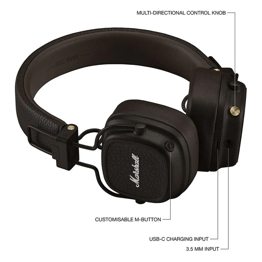 Tai nghe Marshall Major V (5) Màu Nâu [Chính Hãng Marshall - Bảo